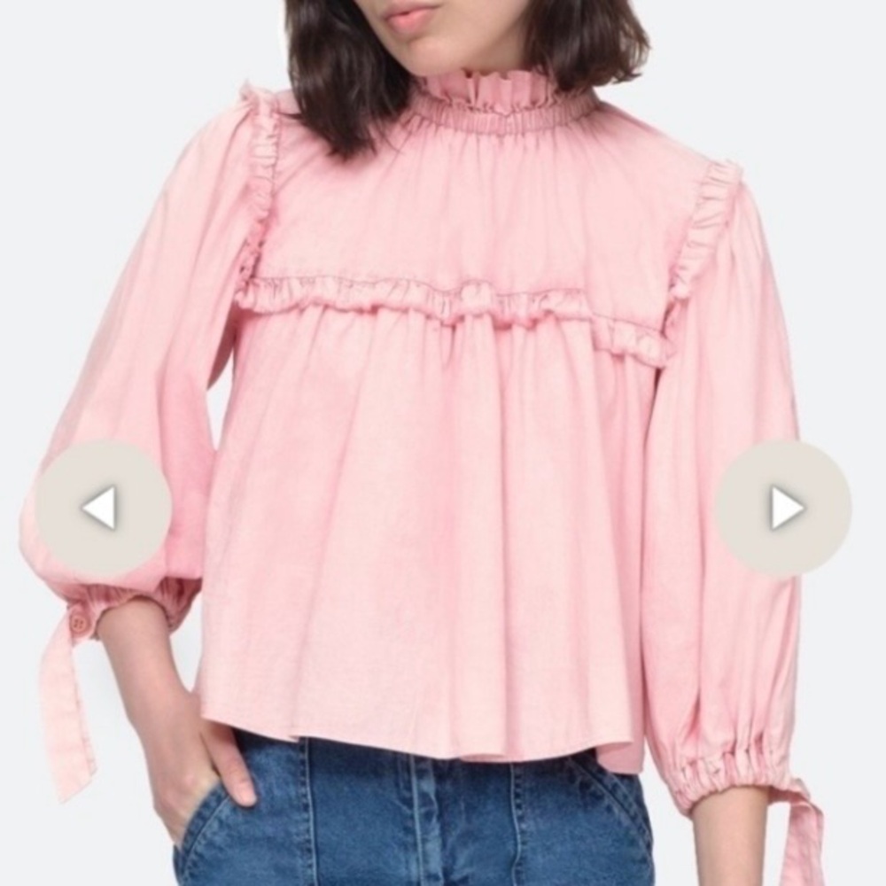 SEA NEW YORK pink ruffle blouse